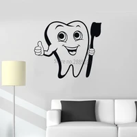 cute positive tooth vinyl wall decals toothbrush dental care bathroom decor wall stickers mural unique design waterproof lc847