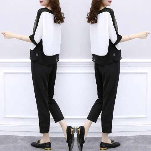 Женский повседневный комплект из 2 предметов с рукавом летучая мышь черного и