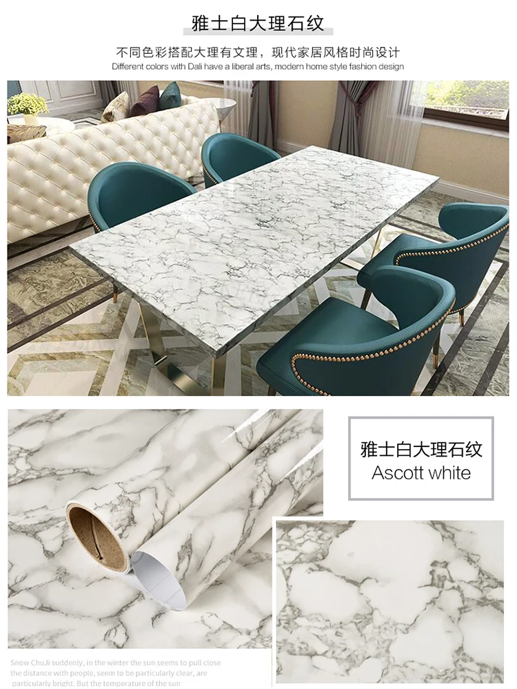 80cm Kitchen oil stickers self-adhesive marble pattern waterproof cabinet stove countertop wallpaper desktop bathroom renovation