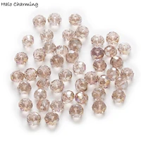 50 piece champagne ab color crystal glass rondelle quartz faceted beads for handmade making bracelet necklaces diy 4 8mm