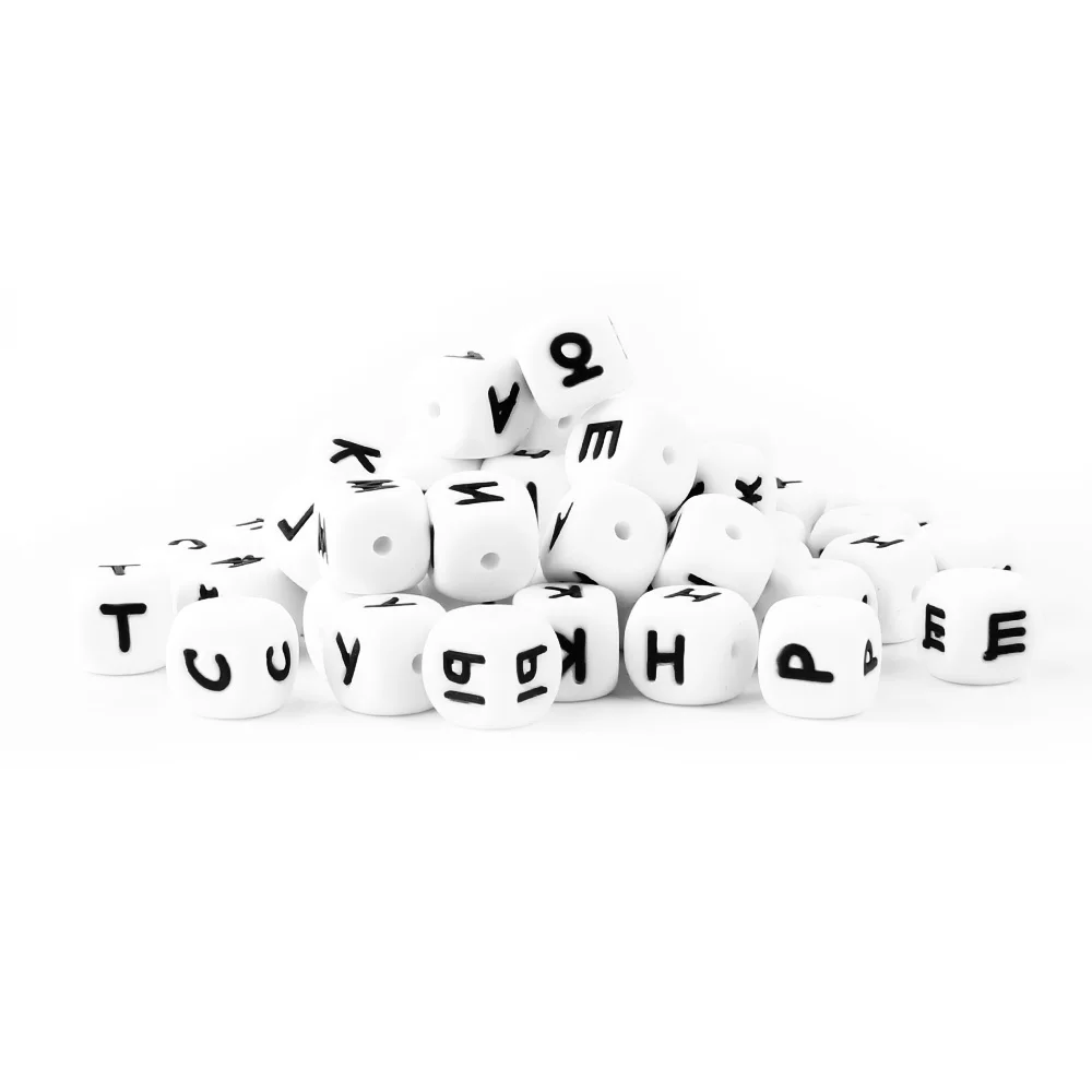 100 шт прорезыватель, силиконовые бусины, игрушки, русские бусы с алфавитом, 12 мм, русские буквы, жевательные бусины для прорезывания зубов, ожерелье, цепочка для соски