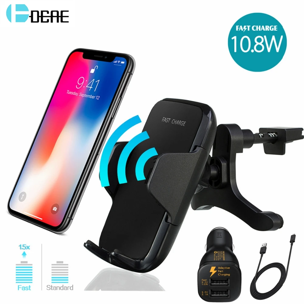 DCAE автомобильное крепление Qi Беспроводное зарядное устройство для IPhone 11 XS Max XR X 8 samsung Note 10 9 S10 S9 S8 Xiaomi Быстрая зарядка автомобильный держатель телефона