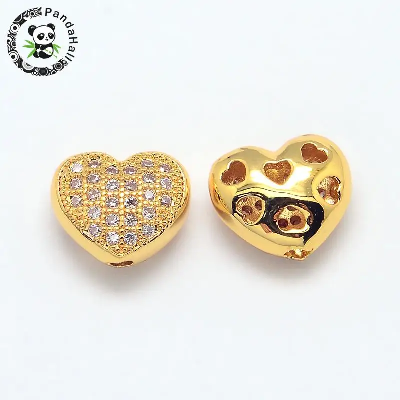 

Brass Micro Pave Cubic Zirconia Hollow Beads, Cadmium Free & Nickel Free & Lead Free, Heart, Mixed Color, 8x9x5mm, Hole: 1mm