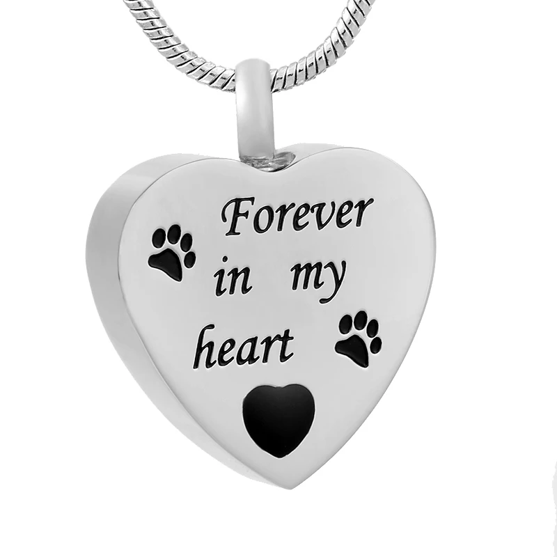 IJD9396 Pet Ash Keepsake Forever in My Heart с отпечатком лапы держатель золы памятный кулон для