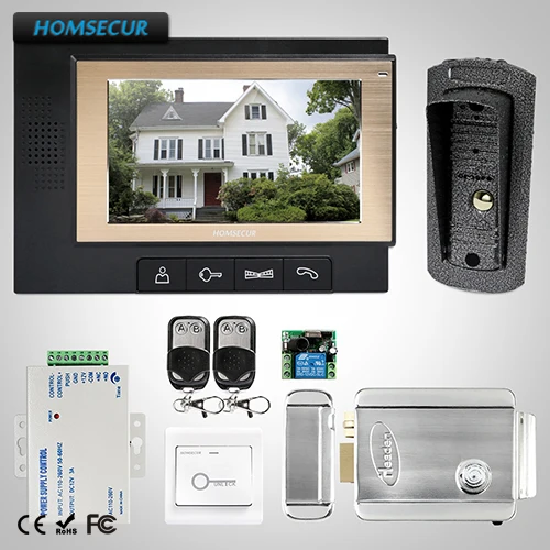 HOMSECUR 7 &quotВидеодомофон Интерком безопасности Электрический Замок + Ключи
