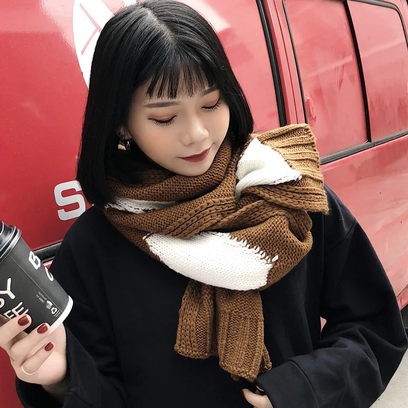 Новинка женский и мужской шарф вязаный Осень зима теплый красный серый желтый