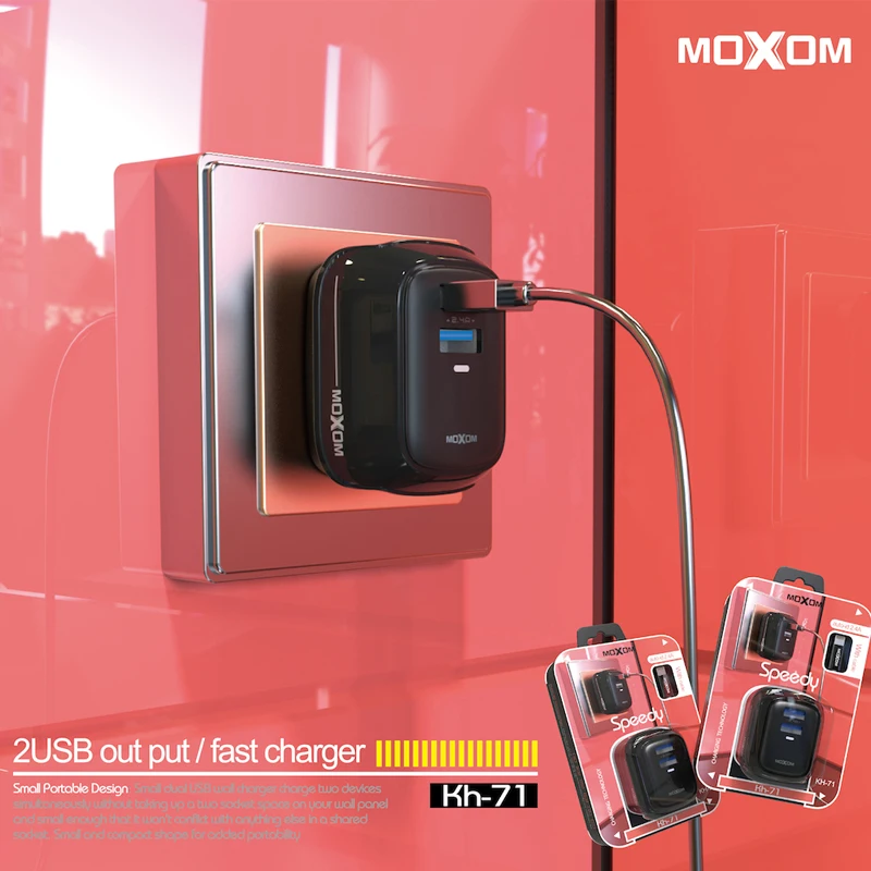 MOXOM USB Charger UK Plug 2.4A Double Travel Wall Adapter Smart Mobile Phone For iPhone Samsung Xiaomi | Мобильные телефоны и
