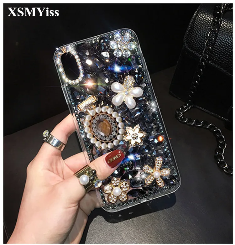 

XSMYiss 3D Phone Case Bling Diamond For Huawei Honor 8 9 10 20 lite 7X 8X V10 V20 Nova2 3 4 5 Phone Crystal Cover Flower decora