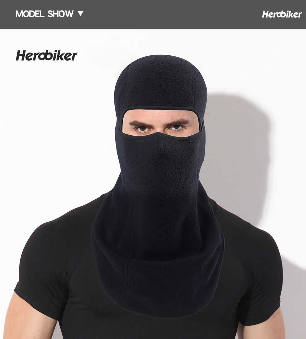 HEROBIKER черная мотоциклетная маска для лица осень зима термальная Флисовая Балаклава мотоциклетная маска мото ветрозащитная велосипедная маска для катания на лыжах