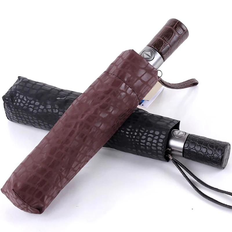 JESSE KAMM New Gentle Men Three Folding Compact Fully Automatic Large Imitation leather High Quality Winfproof Strong Umbrellas | Дом и сад