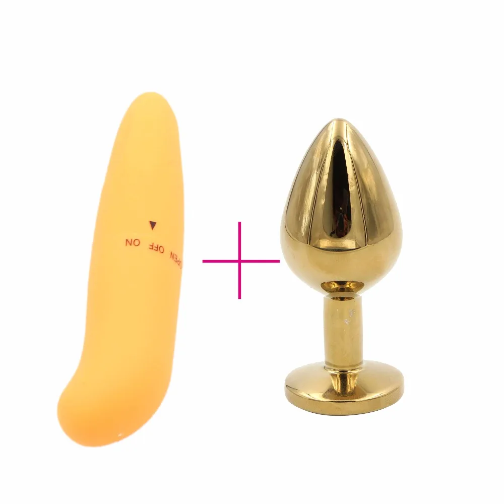 Йема 2 шт./компл. Золотой Кристалл База Батт Anal Plug & мини пальцем Вибратор простаты