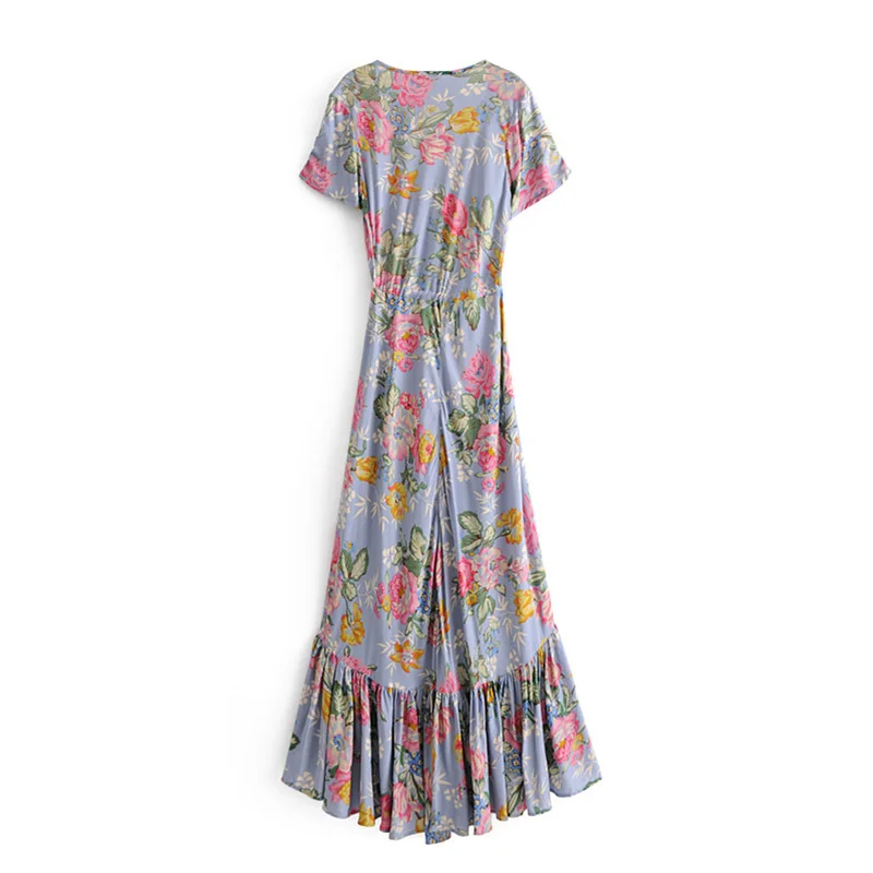 Женское винтажное плиссированное платье на пуговицах Boho Chic асимметричное