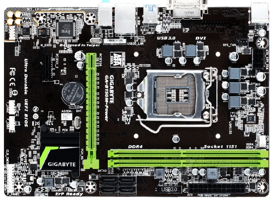 Gigabyte GA-B150M-Power рабочего Материнская плата B150M-Power B150 LGA 1151 Core i7 i5 i3 DDR4 32G SATA3 USB3.0 VGA HDMI DVI