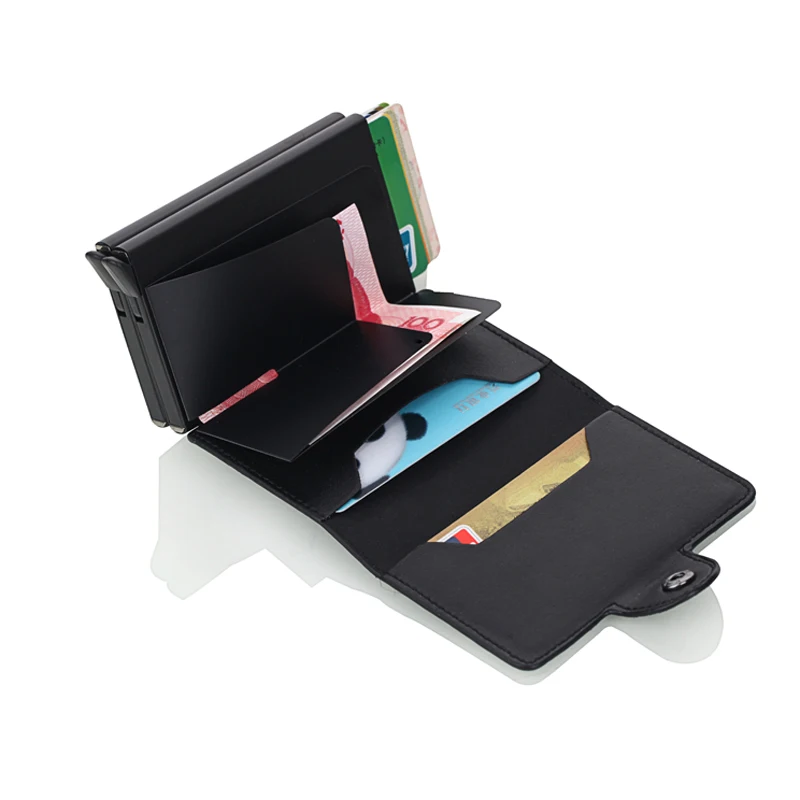 2019 New style double layer Card holder men's Metal Credit Holders With RFID block reading large capacity card cases gift | Багаж и