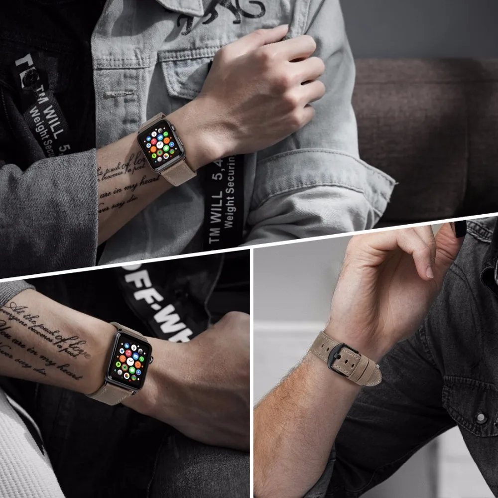 MAIKES Высокое качество кожаный ремешок для наручных часов Apple Watch версии 44 мм 40 42 38