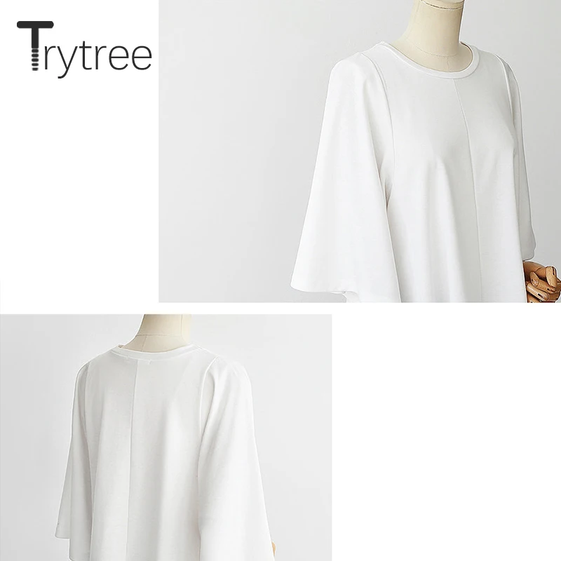 Футболка Trytree женская с круглым вырезом повседневный однотонный топ из