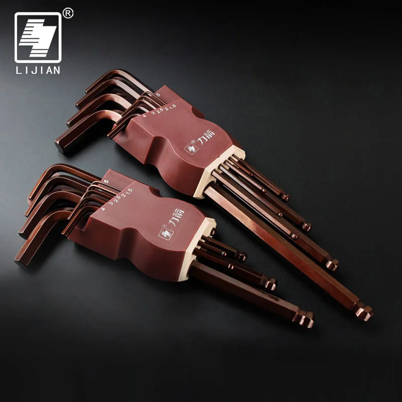 

9pcs Hex Key Set Durable Spanner CR-V Ball Ended Allen Key Wrench Set Size L,XL Wrench Hexagon Mechanic Hand Tool Set