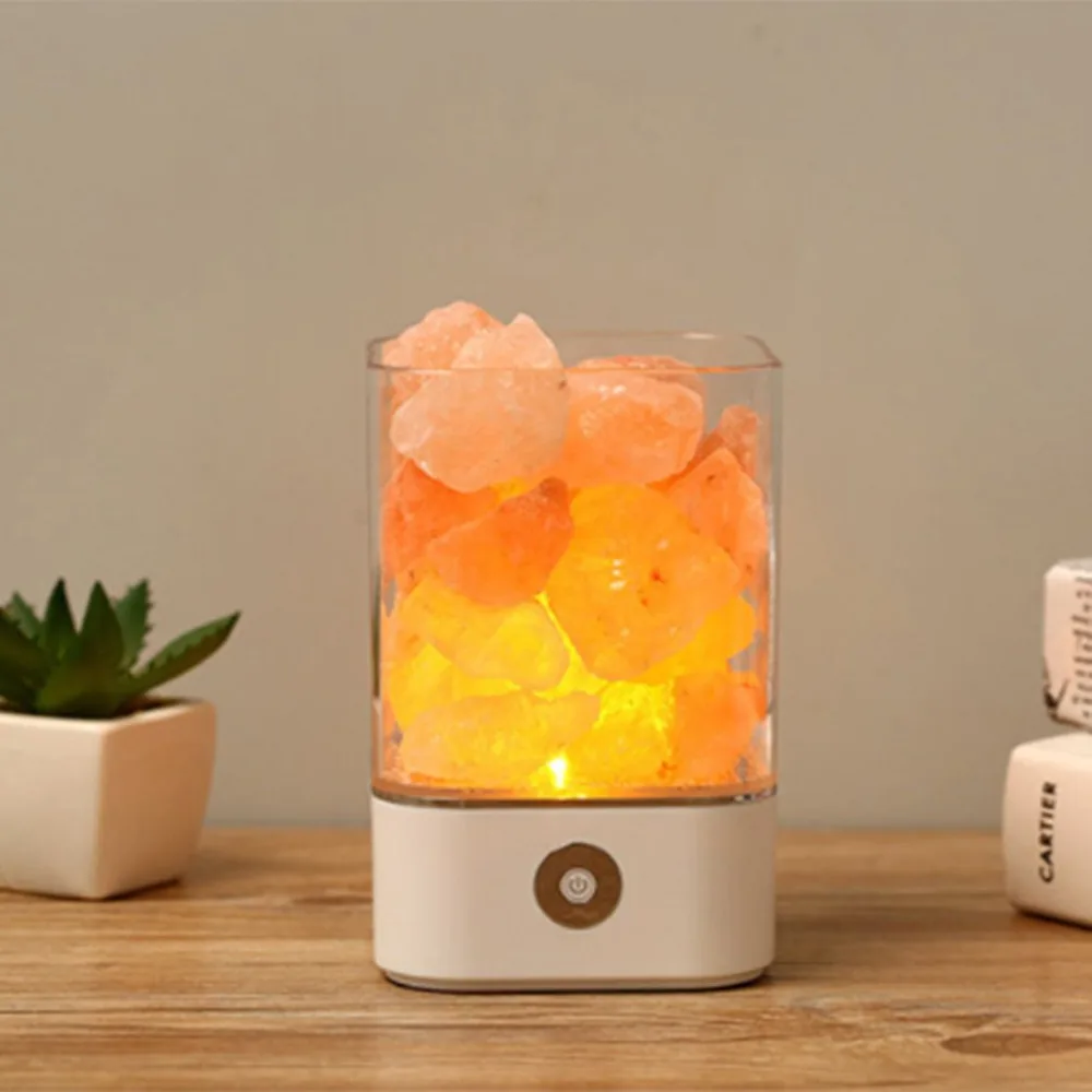 USB кристалл свет натуральная соль himalaya лампа Светодиодная очиститель воздуха