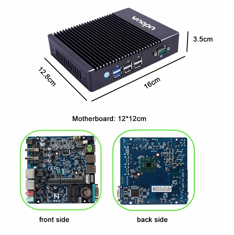 Мини-компьютер Intel Celeron J3160 мини ПК 12v C5F 4 USB 3,0 с вентилятором