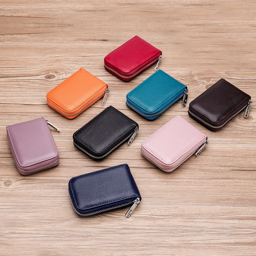 

SOUTH GOOSE Brand Men/Women Genuine Leather Zipper Credit Card Holder Business Cards Case Coin Purse Casual Travel Small Wallet