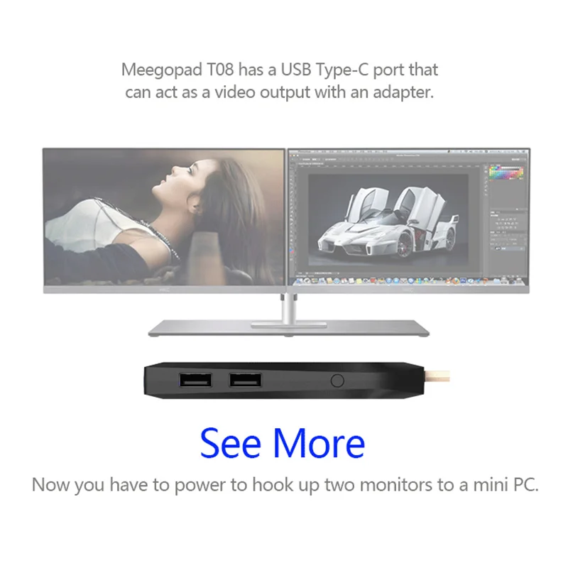 Meegopad T08 мини ПК Intel Atom Cherry Trail X5 Z8350 2 Гб ОЗУ 32 ПЗУ Windows 10 ТВ приставка тип c