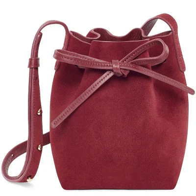 dark red mini mansurstudio женская сумка-мешок из искусственной замши, женские Кожаные Замшевые сумки через плечо - Цвет: dark red mini