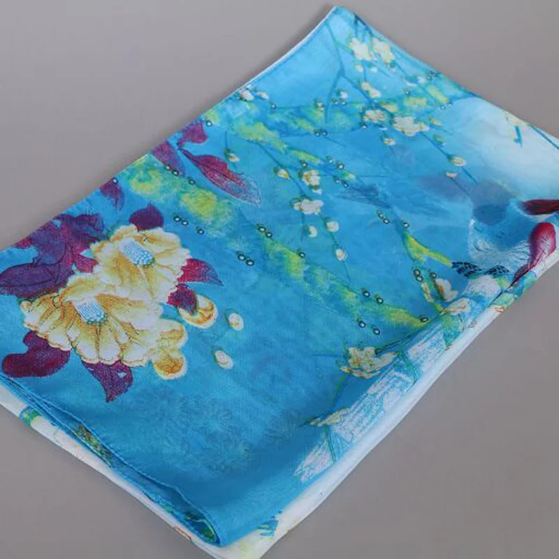 

2018 New Chinoiserie Magpies Chiffon Silk Scarves Spring Summer Brand Women Scarf Shawl 50-160cm 8680
