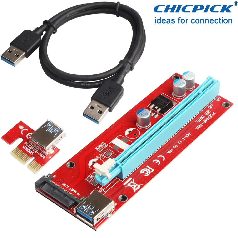 Chicpick USB 3.0 PCIe Express 1x к 16x стояка кабель адаптер SATA питание VER007 для Eth БТД горной GPU nvidia