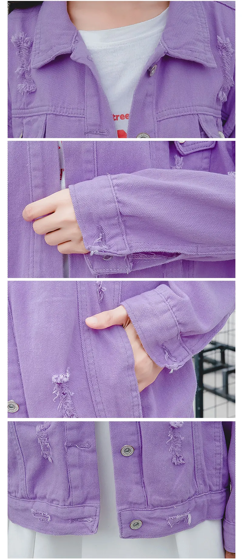 Flectit сезон: весна–лето модные фиолетовый рваные более Размеры Для женщин