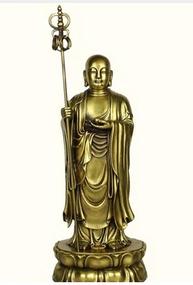 

H 33CM buddhasim templo Buddha King Bodhisattva copper decoration Pure Brass head figure statues sculpture for home modern