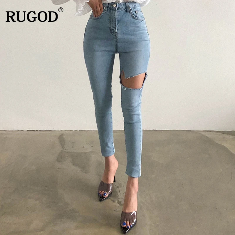 Женские повседневные джинсы RUGOD винтажные обтягивающие в Корейском стиле на лето