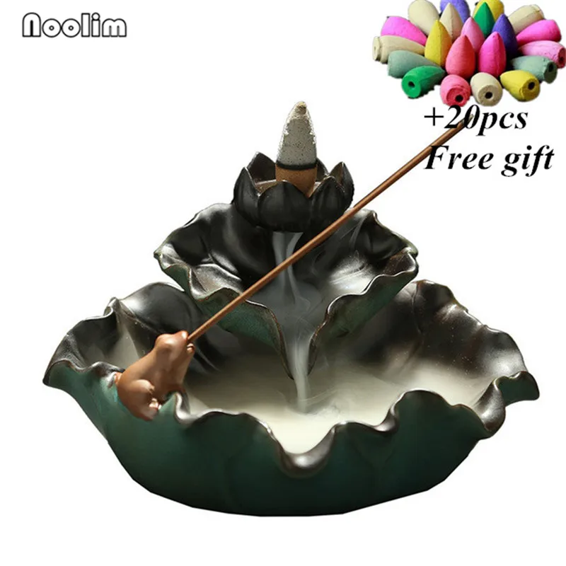 Керамический Лотос пруд водопад обратного Ладан горелки из мультфильма Холодное