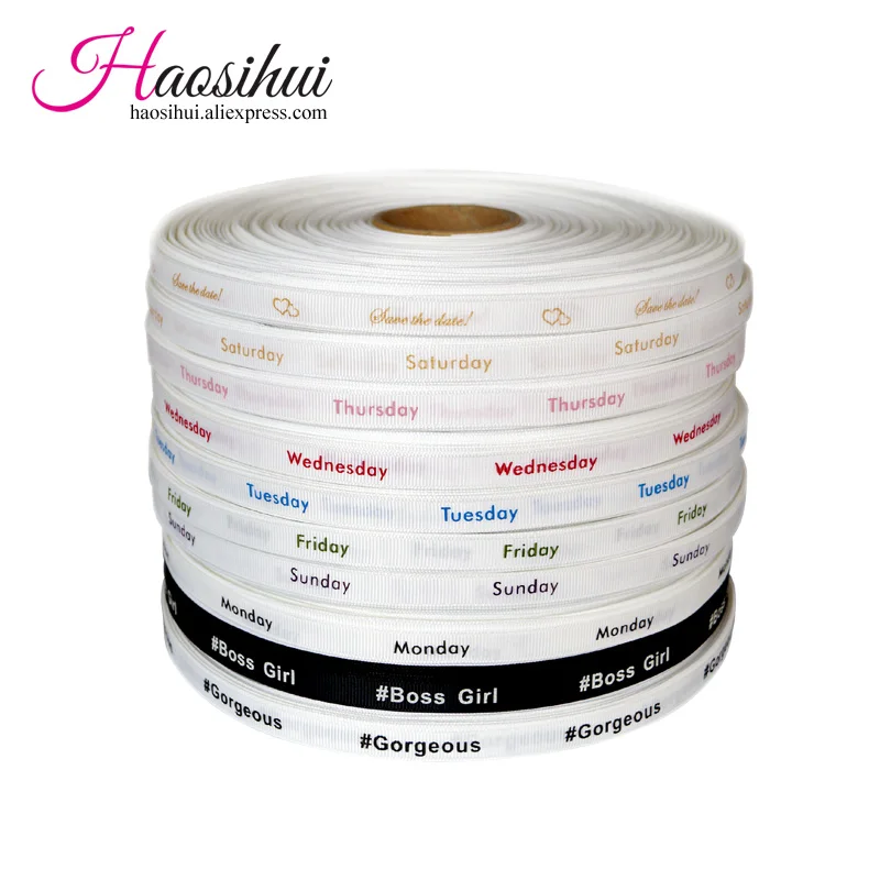 HAOSIHUI бесплатный дизайн 3/8 ''(10 мм) Grosgrain Персонализированная печатная лента для