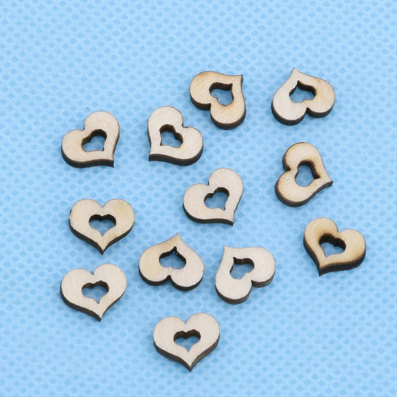 100 шт./упак. пустые деревянные сердца любви свадьбы создание карт художественное