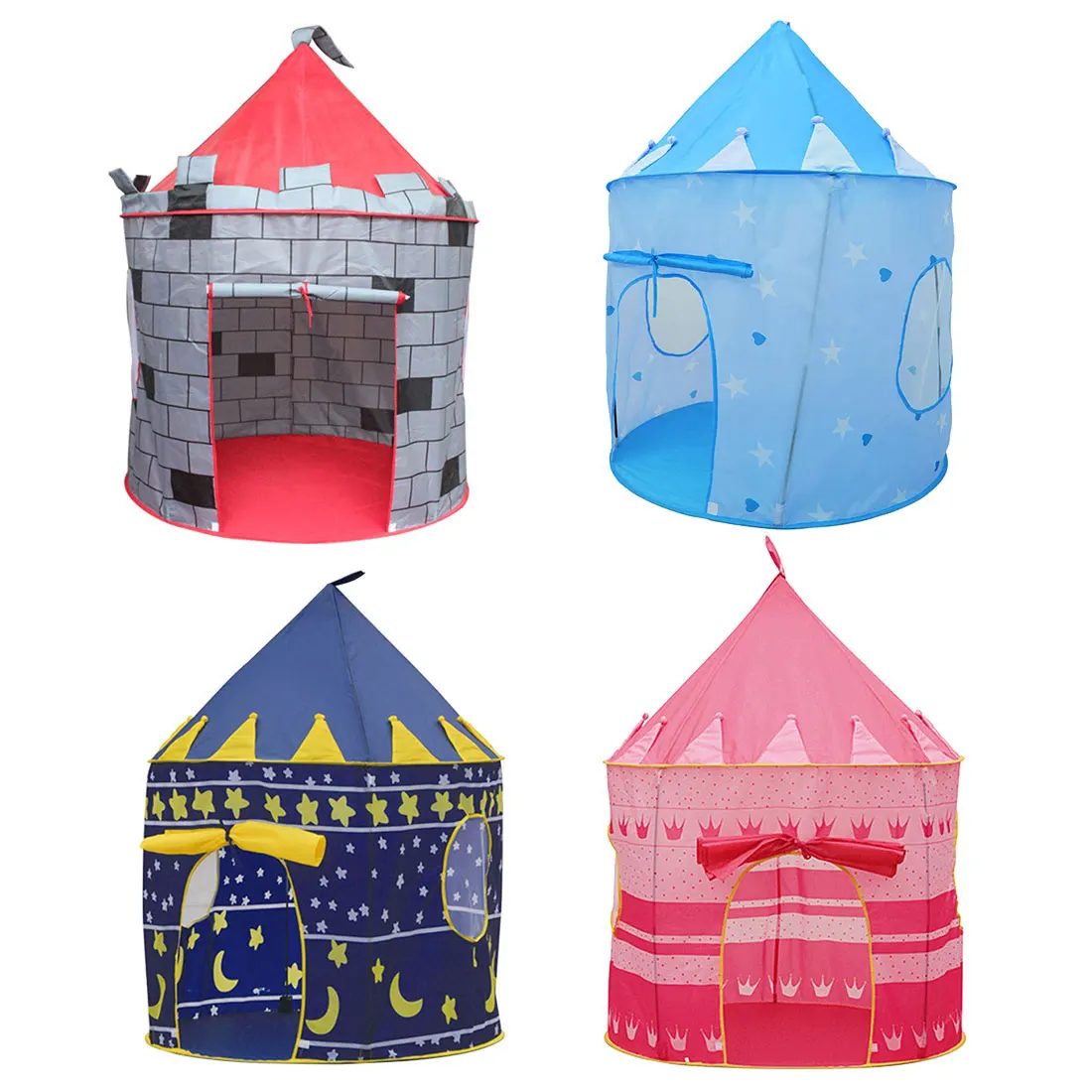 4 Colors Play Tent Portable Foldable Tipi Prince Folding Tent Children Boy Castle Cubby Play House Kids Gifts Outdoor Toy Tents