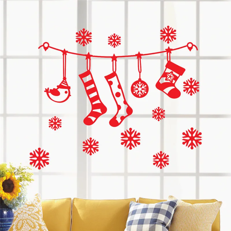 2018 новый год Windom стеклянная наклейка рождественские носки X mas Showcase Mall Navidad DIY
