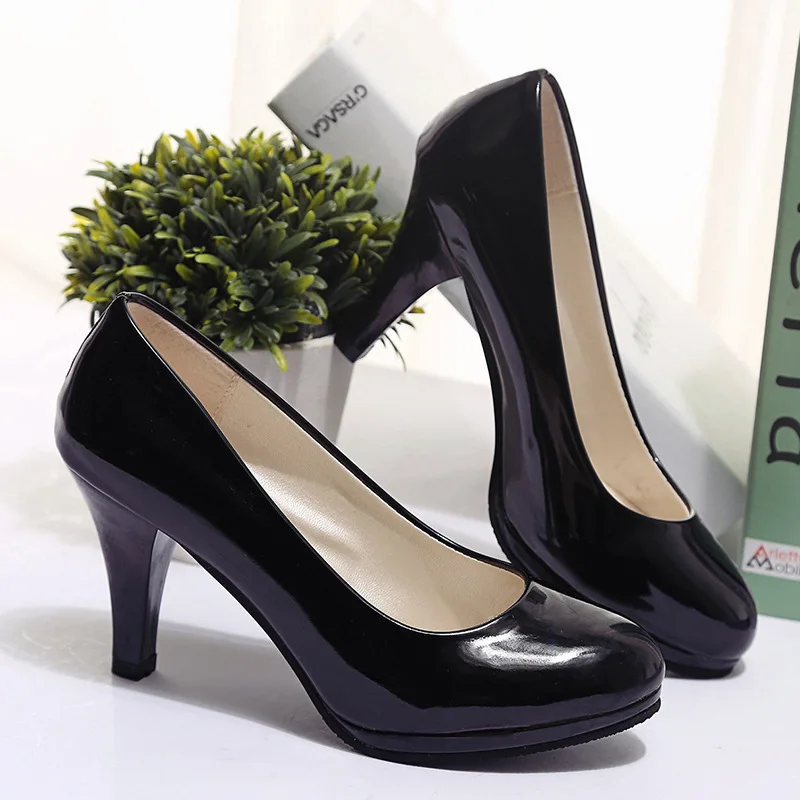 02 Black 8cm Женская обувь; туфли-лодочки с острым носком; модельные туфли; водонепроницаемые мокасины на высоком каблуке; свадебные туфли; трендовые женские туфли на очень высоком каблуке - Цвет: 02 Black 8cm