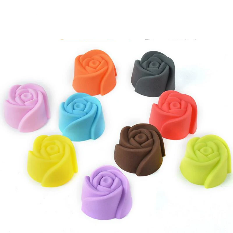 

20 Pcs/lot Bread Cake Silicone Mould Rose Shape Muffin Cup Baking Tools Pudding Jelly Soap Mould 3*3*2CM