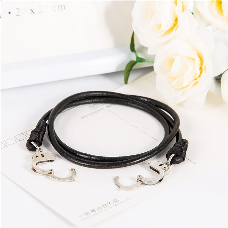 64 CM Black Genuine Leather Men's Handcuff Bracelet Multilayer Pulseira Masculina Menottes For Man Jewelry Gift | Украшения и