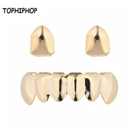 tophiphops new hiphop gold plated 2 single top grillz set with 6 bottom teeth grillz suitable for neutral grills