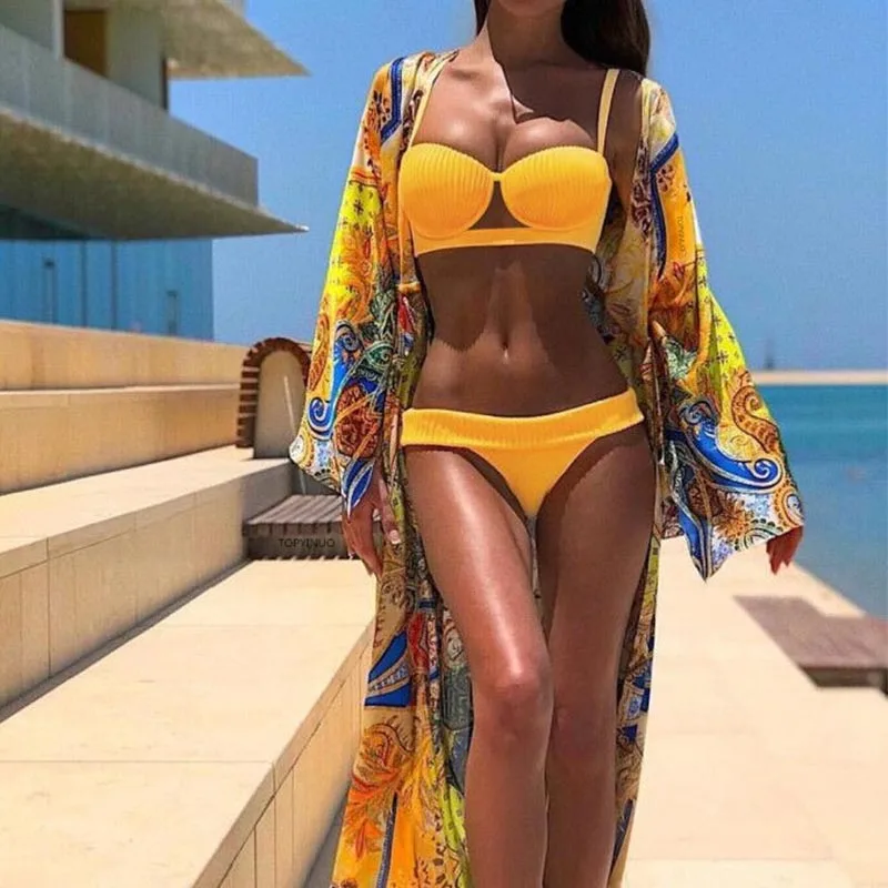sexy women underwire solid bikini swimwear push up set swimsuit beach wear low waist brazilian biquini bathing suit | Женская одежда
