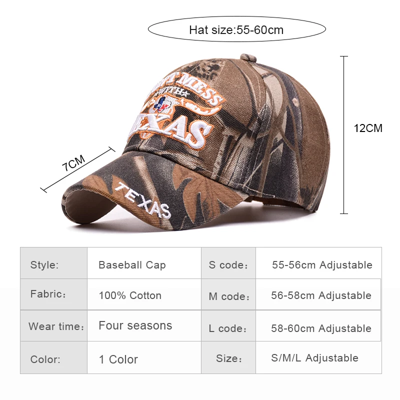 Mnkncl 2018 Новый Бейсболки для женщин Мода Письмо Техас Вышивка camo Спорт Hat Открытый