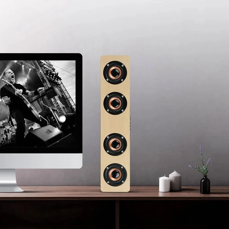 Ретро деревянный Bluetooth динамик 4 HiFi звуковые блоки TF карта AUX сабвуфер Портативные