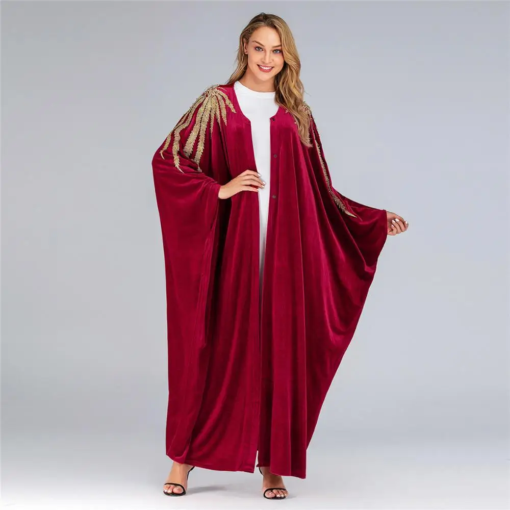 Новое мусульманское платье Abaya с вышивкой и рукавами летучая мышь одежда для