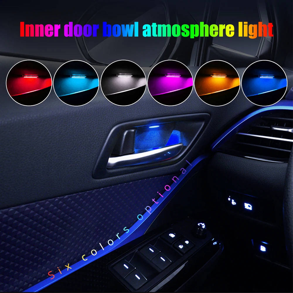 

1set Atmosphere Lamp Lights Interior Auto Decorative Inner Door Bowl Wrists Ambient Light Car Door Armrest Lights Interior Light