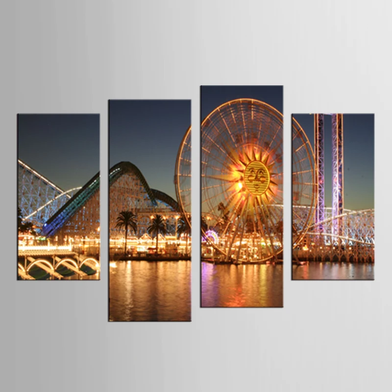 

4 Pieces/set Ferris Wheel Series Wall Art For Wall Decor Home Decoration Picture Paint On Canvas Print Unframed Painting