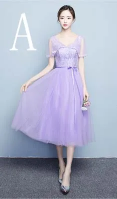 Robe mariage Тюль Новая мода чай Длина Размер Лаванда Лилия вечернее платье подружки невесты вечернее платье для женщин H4112 - Цвет: A
