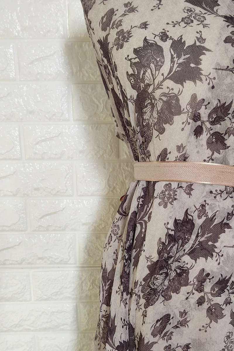 Юбка с национальным цветочным принтом и крашением 100% натуральный шелк Свободное