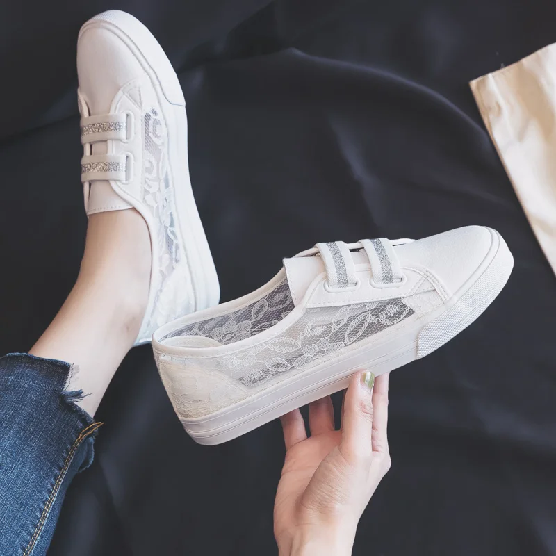 Женские сетчатые кроссовки дышащие на шнуровке кожа простая повседневная обувь