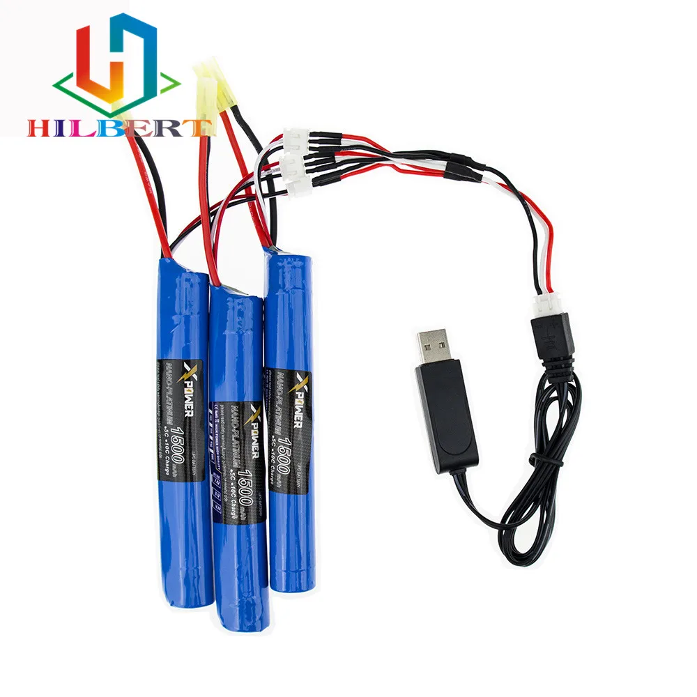 1 2 или 3 шт пистолет батарея и зарядное устройство с кабелем 7 4 V 1500MAH 30C AKKU мини